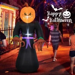 Tangkula 6.5 FT Halloween Inflatable Pumpkin Reaper Giant Blow up Ghost Decoration w/Pumpkin Face Built-in Lights Ground Stakes -Hyde and Eek Cosplay Store GUEST 0002e5f5 0d96 45a1 8756 6de004d8d37e