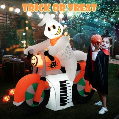 Costway 5 FT Halloween Inflatable Ghost Riding on Motor Bike Yard Decor w/ LED Lights 2 Costway 5 FT Halloween Inflatable Ghost Riding on Motor Bike Yard Decor w/ LED Lights - Image 2