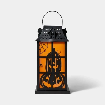 Hyde & EEK! Boutique Falloween Light Up Large Orange and Black Halloween Decorative Metal Lantern - Hyde & EEK! Boutique™ 2 Hyde & EEK! Boutique Falloween Light Up Large Orange and Black Halloween Decorative Metal Lantern - Hyde & EEK! Boutique™ - Image 2