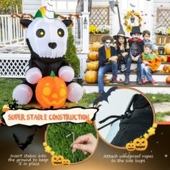 Tangkula 5FT Tall Halloween Inflatable Decoration Inflatable Skeleton Unicorn with Pumpkin Lantern Built-in LED Lights & Waterproof Air Blower -Hyde and Eek Cosplay Store GUEST 020b8753 810f 4c6b b7f2 d3344b086ebe