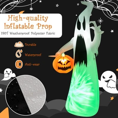 Tangkula 6FT Halloween Inflatables Ghost Holding Pumpkin Blow Up Ghost & Pumpkin Prop with Rotating LED Light Scary Halloween Decorations 3 Tangkula 6FT Halloween Inflatables Ghost Holding Pumpkin Blow Up Ghost & Pumpkin Prop with Rotating LED Light Scary Halloween Decorations - Image 3