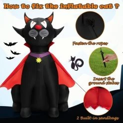 Costway 4.7 FT Halloween Inflatable Vampire Black Cat with Red Cloak Blow-up Decoration -Hyde and Eek Cosplay Store GUEST 02a0581f 5098 4fca 97c9 f626b704be1d