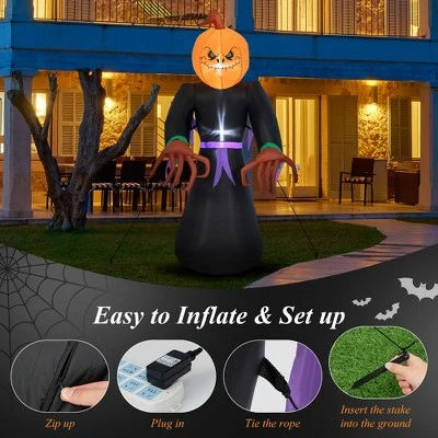 Costway 6.5 FT Inflatable Halloween Warlock with Pumpkin Head Blow-up Pumpkin Reaper 7 Costway 6.5 FT Inflatable Halloween Warlock with Pumpkin Head Blow-up Pumpkin Reaper - Image 7