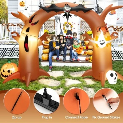 Costway 8 Ft Tall Halloween Inflatable Dead Tree Archway Decor w/ Bat Ghosts & LED Lights 8 Costway 8 Ft Tall Halloween Inflatable Dead Tree Archway Decor w/ Bat Ghosts & LED Lights - Image 8