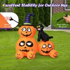 Tangkula 6 FT Inflatable Pumpkin Combo with Wizard's Hat & Cat Blow-up Yard Decoration with Built-in LED Light Powerful Air Blower -Hyde and Eek Cosplay Store GUEST 06dce91b 7a73 4f63 a930 31b6467e0f32