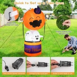 Tangkula 6FT Halloween Inflatable Decoration Inflatable Pumpkin Hot Air Balloon with Ghosts Bright LED Lights Waterproof Air Blower 2 Sandbags -Hyde and Eek Cosplay Store GUEST 077ace67 ab8c 447a a2a9 d320e9dac452