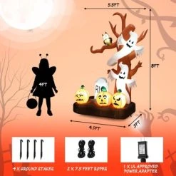 Tangkula 8 FT Tall Halloween Inflatable Tree w/ Ghosts Pumpkins Owl Tombstone Halloween Decoration w/ LED Light Ropes & Stakes for Party Garden Lawn -Hyde and Eek Cosplay Store GUEST 083195d7 71f7 4ba3 8582 51670803e62d