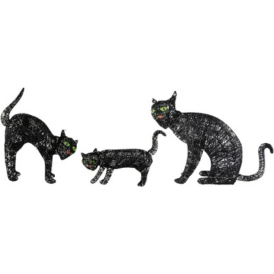 Northlight Set of 3 LED Lighted Black Cat Family Outdoor Halloween Decorations 27.5" 3 Northlight Set of 3 LED Lighted Black Cat Family Outdoor Halloween Decorations 27.5" - Image 3