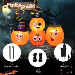 Tangkula 5 FT Long Halloween Inflatable Decoration Blow Up Pumpkin Combo w/ Pirate & Witch Hats, Built-in Bright LED Lights Additional Sandbag -Hyde and Eek Cosplay Store GUEST 0bd65dad e104 4e67 be27 254d3bbd92f2