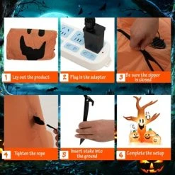 Tangkula 8FT Halloween Inflatable Decoration, Blow Up Dead Tree w/ Waterproof Air Blower Built-in LED Lights Holiday Decor w/ Ghost Owl Pumpkin