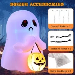 Tangkula 4 FT Halloween Inflatable Decoration, Colorful Inflatable Ghost with Pumpkin Lantern Built-in Flashing LED Lights & Waterproof Air Blower 16 Tangkula 4 FT Halloween Inflatable Decoration, Colorful Inflatable Ghost with Pumpkin Lantern Built-in Flashing LED Lights & Waterproof Air Blower -Hyde and Eek Cosplay Store GUEST 0c5da3c9 4821 4463 ad10 2c8f7ee81276