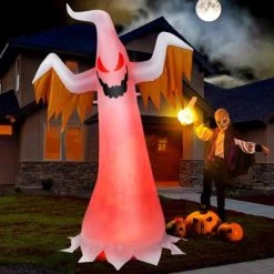 Tangkula 6FT Tall Halloween Inflatable Decoration Blow Up Fire Ghost Built-in Flame LED Light Self-inflate Ghost w/ Sandbags & Ropes & Ground Stakes -Hyde and Eek Cosplay Store GUEST 0c6afda0 56d5 418f bf7c 88991f7ee776
