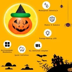 Tangkula Halloween Decoration 4 Ft Blow-up Inflatable Pumpkin With Witch Hat LED Bulbs Yard -Hyde and Eek Cosplay Store GUEST 0eb3cb5a 8f2a 4d99 bdcf 2a4844ce59b5