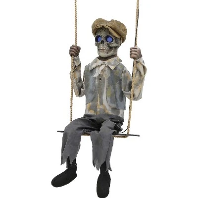 Halloween Express Animated Swinging Skeletal Boy Halloween Decoration - Size 62 in - Gray 3 Halloween Express Animated Swinging Skeletal Boy Halloween Decoration - Size 62 in - Gray - Image 3