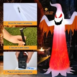 Costway 8 FT Halloween Inflatable White Ghost with Rotatable Flame LED Lights -Hyde and Eek Cosplay Store GUEST 0f370742 8850 42a5 87ae 24b36e30b9ea