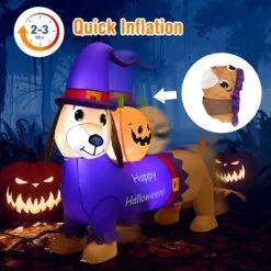 Tangkula 5FT Long Halloween Inflatable Dachshund Dog Blow Up Outdoor Wiener Dog w/Pumpkin & Witch Hat Cute Inflatable Dog Decoration Prop w/LED Lights -Hyde and Eek Cosplay Store GUEST 1253c23f e5a9 4c0a bf09 eed5d8bd3758