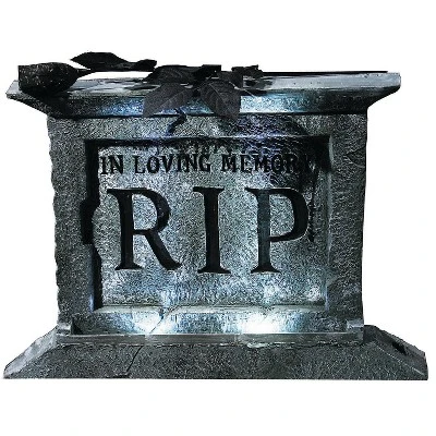 Fun World Tombstone Light-Up Pedestal with Rose Halloween Decoration - 20.5 in x 15 in x 2.5 in - Gray 1 Fun World Tombstone Light-Up Pedestal with Rose Halloween Decoration - 20.5 in x 15 in x 2.5 in - Gray