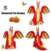 Tangkula 9FT Giant Inflatable Dragon Halloween Inflatable Dragon Decoration w/ 2 Pumpkins Wings Built-in LED Lights & Powerful Blower