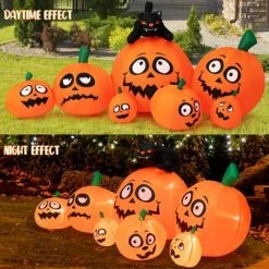 Tangkula 9.5 FT Long Inflatable Pumpkin Combo w/ Black Cat Extra Long Blow-up Pumpkin Halloween Decoration w/ Built-in LED Lights -Hyde and Eek Cosplay Store GUEST 1642ee63 ff8a 476c 8275 f70d360b2b99