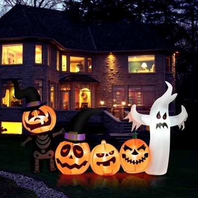 Costway 7.5 FT Long Halloween Inflatable Decor Spooky Ghost and Pumpkin w/Lights 1 Costway 7.5 FT Long Halloween Inflatable Decor Spooky Ghost and Pumpkin w/Lights