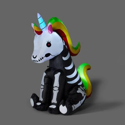 Hyde & EEK! Boutique 5' LED Inflatable Skeleton Unicorn Halloween Decoration - Hyde & EEK! Boutique™ 2 Hyde & EEK! Boutique 5' LED Inflatable Skeleton Unicorn Halloween Decoration - Hyde & EEK! Boutique™ - Image 2