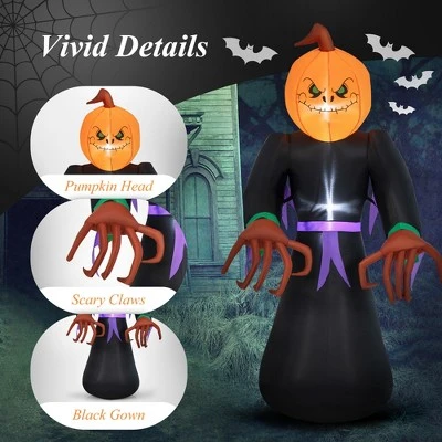 Costway 6.5 FT Inflatable Halloween Warlock with Pumpkin Head Blow-up Pumpkin Reaper 6 Costway 6.5 FT Inflatable Halloween Warlock with Pumpkin Head Blow-up Pumpkin Reaper - Image 6