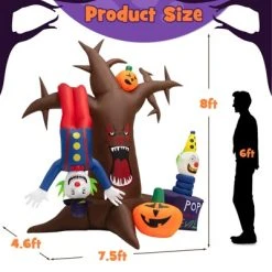 Tangkula 8FT Tall Halloween Inflatable Decoration Blow Up Dead Tree & Pumpkins & Scary Clowns, Bright LED Lights, Air Blower Self-inflate Decoration -Hyde and Eek Cosplay Store GUEST 1f9331b6 c7f9 4121 9c32 fbe8d798c204