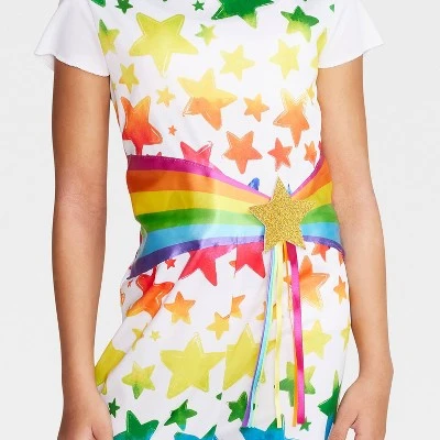 Kids' Rainbow Stars Unicorn Halloween Costume Jumpsuit with Headpiece - Hyde & EEK! Boutique™ 2 Kids' Rainbow Stars Unicorn Halloween Costume Jumpsuit with Headpiece - Hyde & EEK! Boutique™ - Image 2