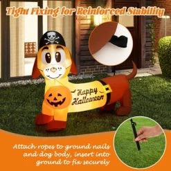 Tangkula 5.5 FT Long Halloween Inflatable Decoration Blow Up Dachshund Wiener Dog w/ Pirate Hat & Pumpkin Built-in LED Lights -Hyde and Eek Cosplay Store GUEST 25559f1b 7b09 415b 980c cdc0bf9677ff