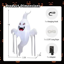 Costway 5 FT Tall Halloween Inflatable Hanging Ghost Blow-up Yard Decoration w/LED Light -Hyde and Eek Cosplay Store GUEST 26ceaa24 95bb 4925 8b36 09df4f0e2f93