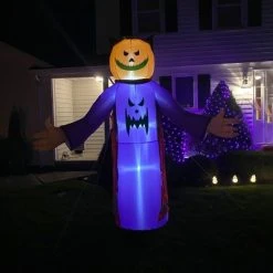 Northlight 8' Spooky Town Lighted Jack-O-Lantern Grim Reaper Inflatable Outdoor Halloween Decoration