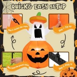 Costway 4FT Halloween Inflatable Decoration Blow-up Ghost w/Hat & Pumpkin Lantern -Hyde and Eek Cosplay Store GUEST 299fac6c ed12 46ab a4f8 3acb89c46f3a