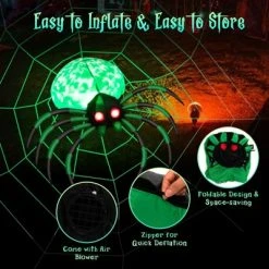 Tangkula Halloween Inflatable Spider with Cobweb Creepy Blow-up Spider with LED Rotating LED Light Green Black Legs Waterproof Halloween Decoration -Hyde and Eek Cosplay Store GUEST 29aa7c4e b30b 4101 9426 324c24db63a0