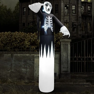 Tangkula 12 FT Halloween Inflatable Skeleton Decoration w/ Built-in LEDs Inflatable Scull Face Ghost 2 Tangkula 12 FT Halloween Inflatable Skeleton Decoration w/ Built-in LEDs Inflatable Scull Face Ghost - Image 2