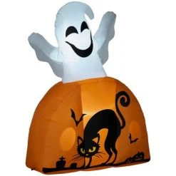 HOMCOM 5ft Halloween Inflatable Ghost with Pumpkin Base, Halloween Decorations with LED Lights for Garden, Indoor, Outdoor -Hyde and Eek Cosplay Store GUEST 2a0eb383 7aee 4975 8517 6870eb6357ba