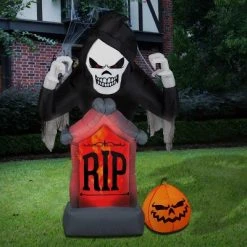 National Tree Company Halloween Inflatable Grim Reaper, LED Lights, 6 Foot