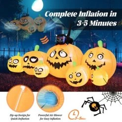 Costway 8FT Long Halloween Inflatable Pumpkins Self Inflating Halloween Pumpkin Patch Lanterns -Hyde and Eek Cosplay Store GUEST 2c242ddb 9819 42b0 90db 73245d132dab