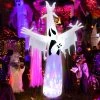 Tangkula 8FT Giant Halloween Inflatable Ghost Blow-up Yard Decoration with Built-in LED Lights & Magic Rotating Lamp Easy Inflation Waterproof Blower