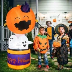 Tangkula 6FT Halloween Inflatable Decoration Inflatable Pumpkin Hot Air Balloon with Ghosts Bright LED Lights Waterproof Air Blower 2 Sandbags -Hyde and Eek Cosplay Store GUEST 2e55d998 8d9b 4ede 967f b72eeb053c11