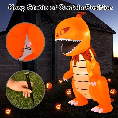 Costway 8FT Halloween Inflatable Pumpkin Head Dinosaur Blow Up with LED Lights 3 Costway 8FT Halloween Inflatable Pumpkin Head Dinosaur Blow Up with LED Lights - Image 3
