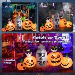 Tangkula 8 FT Long Halloween Inflatable Pumpkins Blow up Yard Decoration w/Pumpkins Tombstone Black Cat Lighted Halloween Outdoor Pumpkin -Hyde and Eek Cosplay Store GUEST 300301fa d7c7 4380 9a92 6fc10373a85c