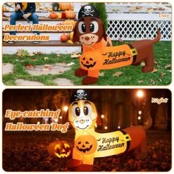 Tangkula 5.5 FT Long Halloween Inflatable Decoration Blow Up Dachshund Wiener Dog w/ Pirate Hat & Pumpkin Built-in LED Lights -Hyde and Eek Cosplay Store GUEST 307ebc4a 4184 44b6 ae0e a7b3dcc927ce