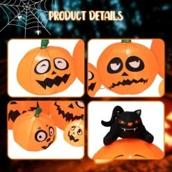 Tangkula 9.5 FT Long Inflatable Pumpkin Combo w/ Black Cat Extra Long Blow-up Pumpkin Halloween Decoration w/ Built-in LED Lights -Hyde and Eek Cosplay Store GUEST 334796e0 957a 44b6 865e 38b4004ccfd7
