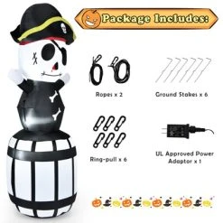Tangkula 8FT Halloween Inflatable Pirate Barrel Quick Air Blow Holiday Decoration Blow Up Halloween Pirate w/ LED Lights -Hyde and Eek Cosplay Store GUEST 34727b32 339c 4366 96d6 887d6be25075