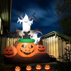Tangkula Halloween Decoration 4 Ft Blow-up Inflatable Pumpkin With Witch Hat LED Bulbs Yard -Hyde and Eek Cosplay Store GUEST 34b89515 e737 4843 8ef8 849a022b1445