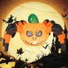 Costway 5 FT Long Halloween Inflatable Pumpkin Spider Blow-up Decoration with LED Light
