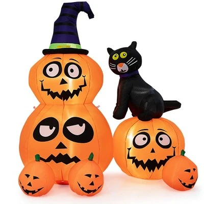 Costway 6 FT Inflatable Pumpkin Combo with Wizard’s Hat & Cat with Built-in LED Light 9 Costway 6 FT Inflatable Pumpkin Combo with Wizard’s Hat & Cat with Built-in LED Light - Image 9