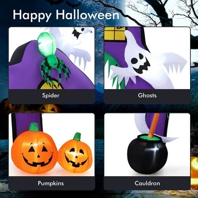 Costway 9 Ft Tall Halloween Inflatable Castle Archway Decor w/ Spider Ghosts &Built-in Lights 5 Costway 9 Ft Tall Halloween Inflatable Castle Archway Decor w/ Spider Ghosts &Built-in Lights - Image 5