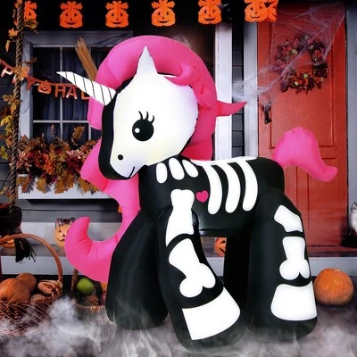 Costway 5.5 FT Halloween Inflatable Skeleton Unicorn Blow Up Yard Decoration 2 Costway 5.5 FT Halloween Inflatable Skeleton Unicorn Blow Up Yard Decoration - Image 2