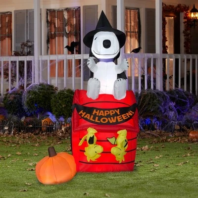 Gemmy Airblown Inflatable Snoopy Halloween House w/LEDs Scene Peanuts, 6 ft Tall, Multi 1 Gemmy Airblown Inflatable Snoopy Halloween House w/LEDs Scene Peanuts, 6 ft Tall, Multi